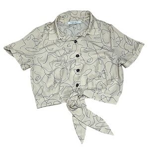 Sweet Rain Abstract Button-Up Blouse